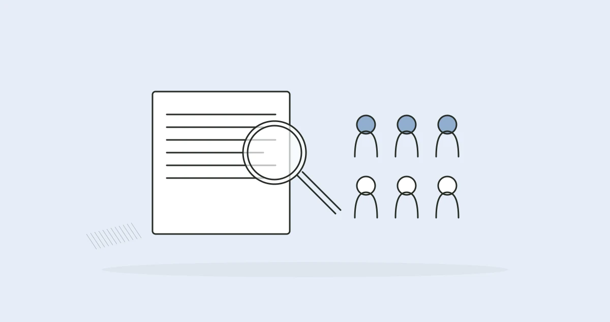 A research notebook, magnifying glass and two comparison groups.