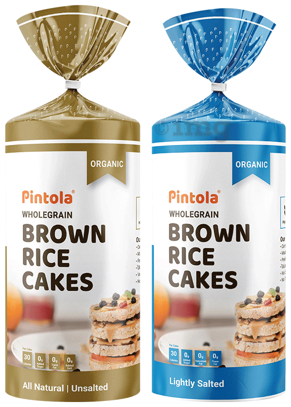 Pintola Organic Wholegrain Brown Rice Cake (130gm Each) All Natural Salted & Lightly Salted