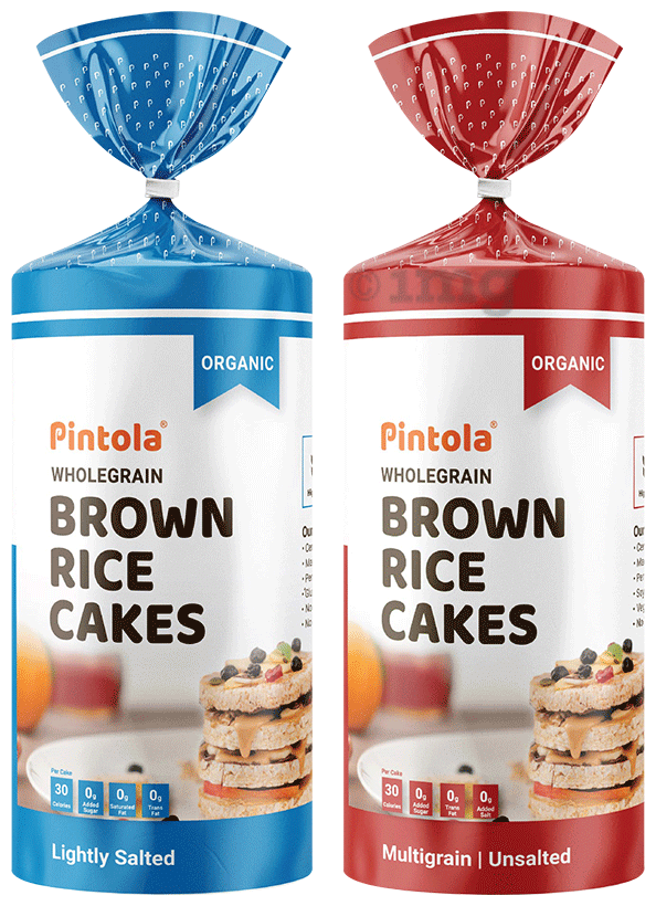 Pintola Organic Wholegrain Brown Rice Cake (130gm Each) LIghtly Salted & Multigrain Unsalted